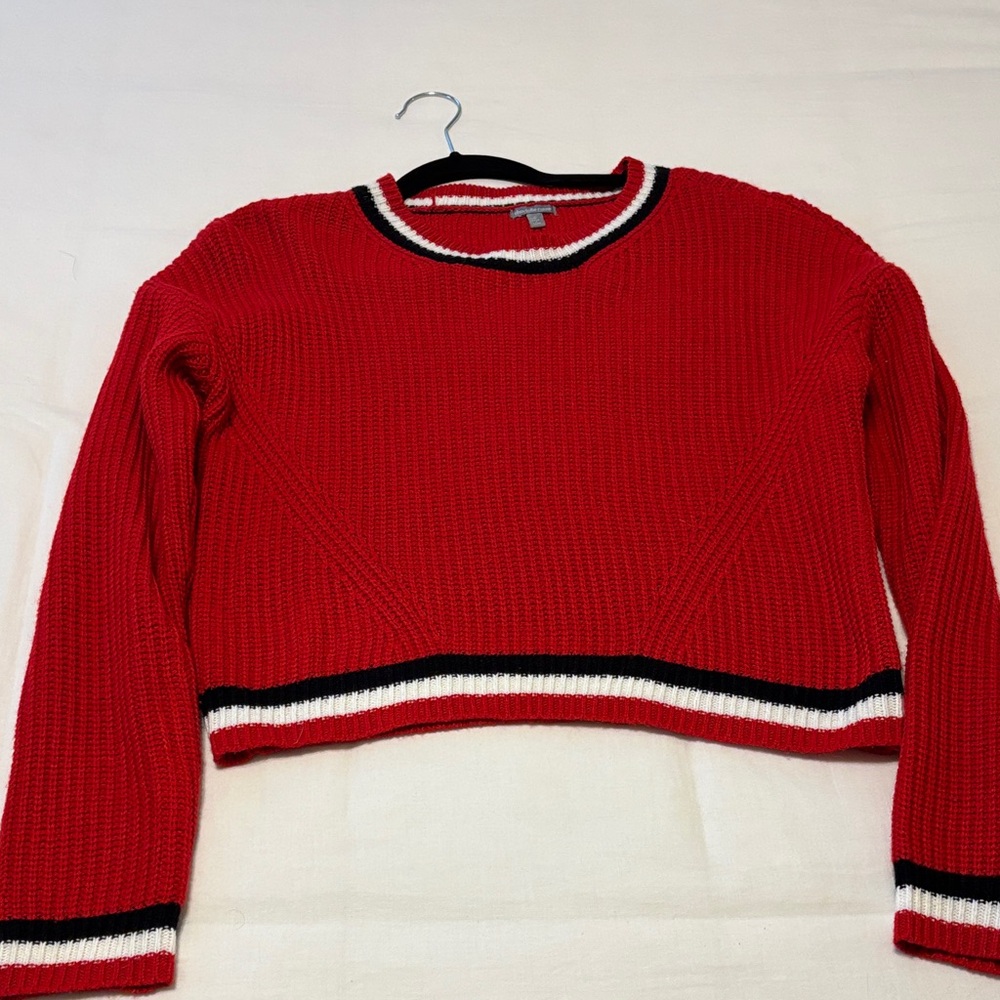 Charlotte Russe Red Sweater with Black and White Accents